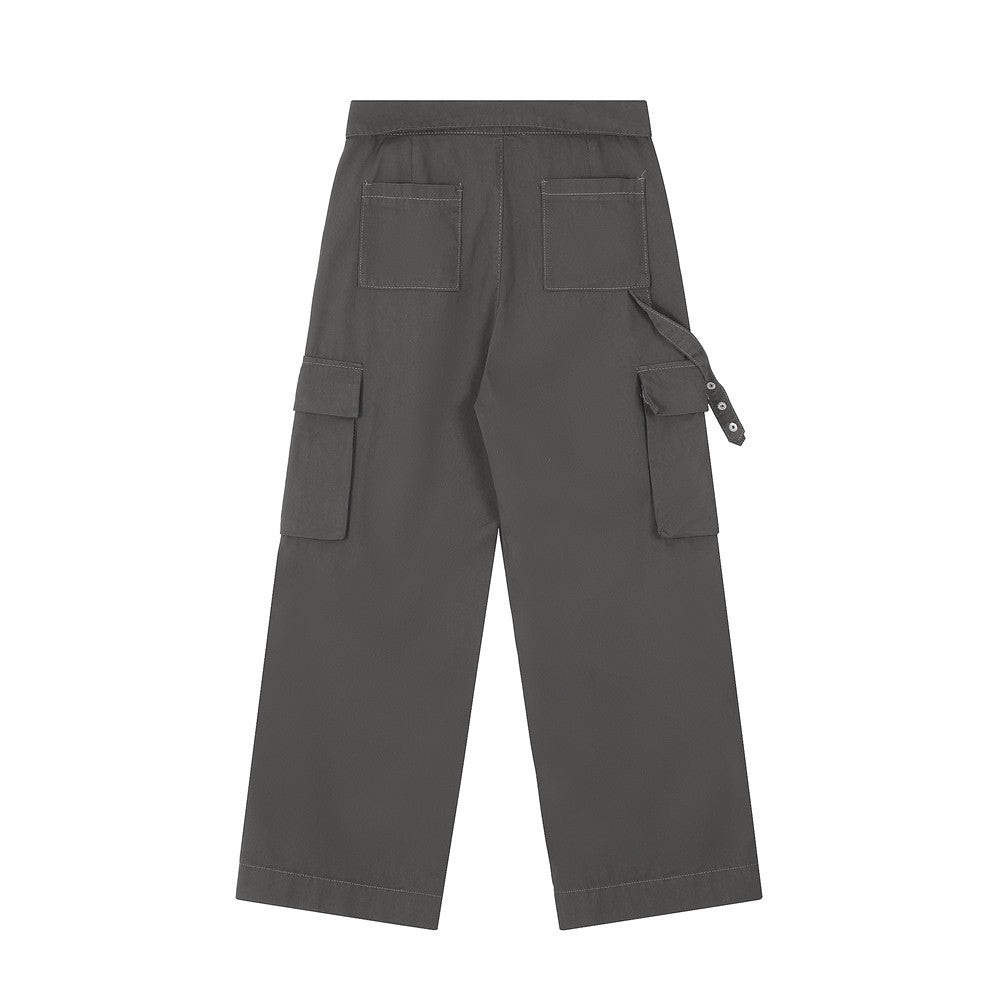 Men Sweatpants Casual Pants Men's Multi-Pocket Loose Straight-Leg Wide-Leg Pants