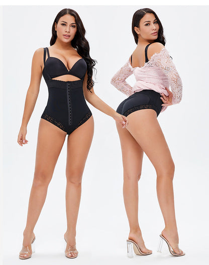 Large Size Breasted One-Piece High Waist Half Sheath Belly Contracting Hip Shaping Shorts