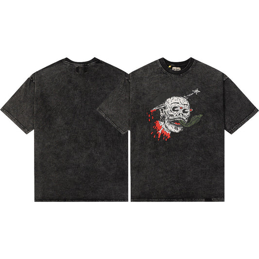 Gallery Dept T-Shirt Hand Painted Ink Splashing Alphabet Washed Retro Short Sleeve T-Shirt