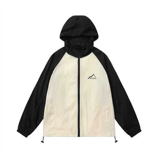 Men Jacket Coat Outdoor Hooded Jacket Men's Stitching Sun Protection Coat Shell Jacket