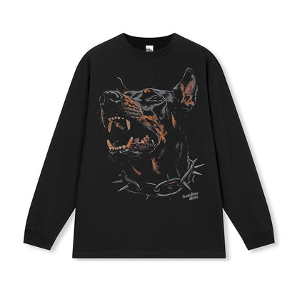 Vintage T-shirts Printed Short Sleeve T-Shirt Hellhound Washed Old Cotton