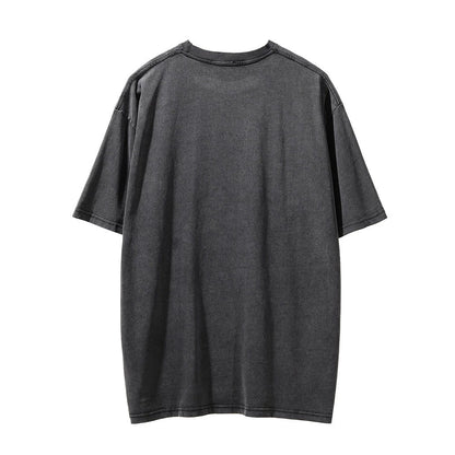 Men Vintage T-Shirt Short-Sleeved T-shirt Men's Ins Washed for Old Summer Casual