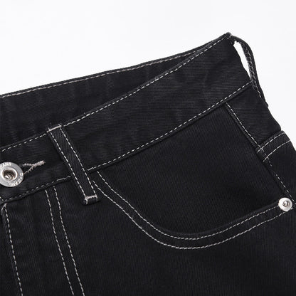 Men Jeans Hip Hop Print Baggy Pants Foot Burr