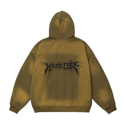 Men Hoodie Letter Embroidery Sports Hooded Sweater Cardigan