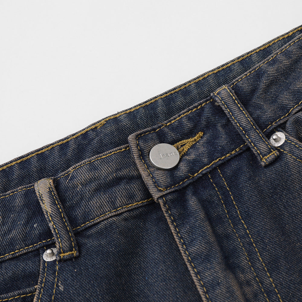 Men Jeans Bell-Bottom Pants Loose Hip Hop Side Stripes