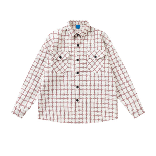 MIJKO Mens Jacket Loose Checked Jacket