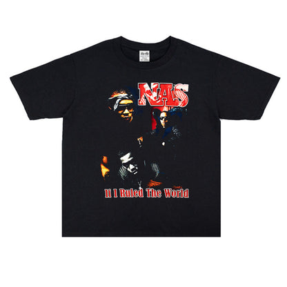 Rock Star T Shirt Nasilnas East Coast Rap Nasty Nas Loose Print T-shirt Short Sleeve Street