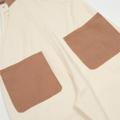 Overalls Men Jumpsuit Embroidered Denim Suspender Pants Men's Color Matching Pocket Design Sense Tooling Suspenders