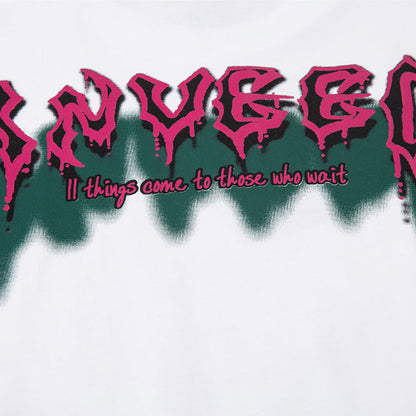 Men Long Sleeve T-Shirt Rapper Printed Chain Decorative Hip Hop