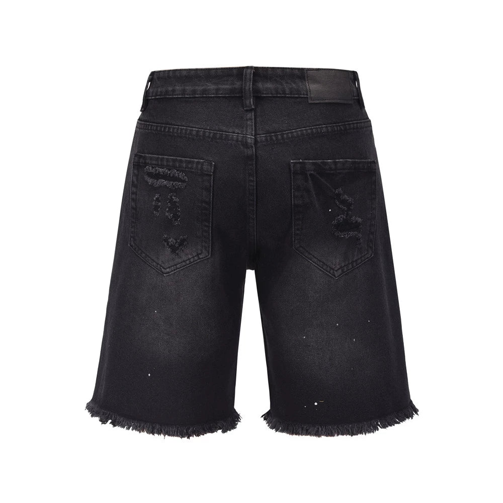 Men Shorts Ripped Burr Denim Shorts Summer Distressed