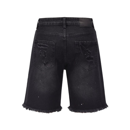 Men Shorts Ripped Burr Denim Shorts Summer Distressed
