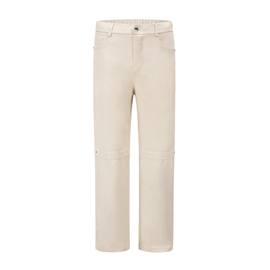Men Sweatpants Casual Pants Summer Loose and Simple Pure Color Elastic Waist Straight-Leg Trousers