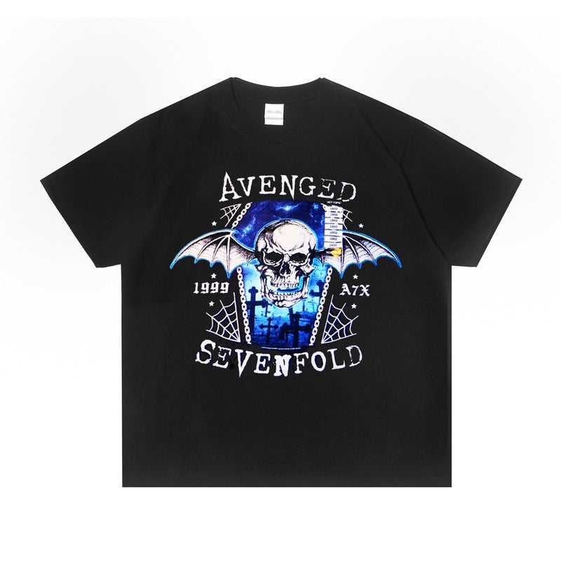 Rock Star T Shirt Avenged Sevenfold Band A7X Rock Print T-shirt Loose Short Sleeve