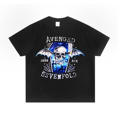 Rock Star T Shirt Avenged Sevenfold Band A7X Rock Print T-shirt Loose Short Sleeve
