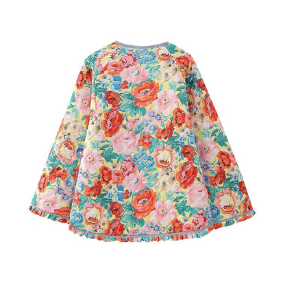 Women Cotton Coat Bell Sleeve Stitching Cotton Jacket