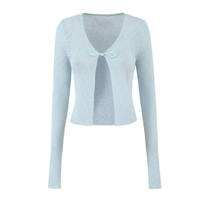 Women Tops Summer Bow Sun Protection Sweater Top