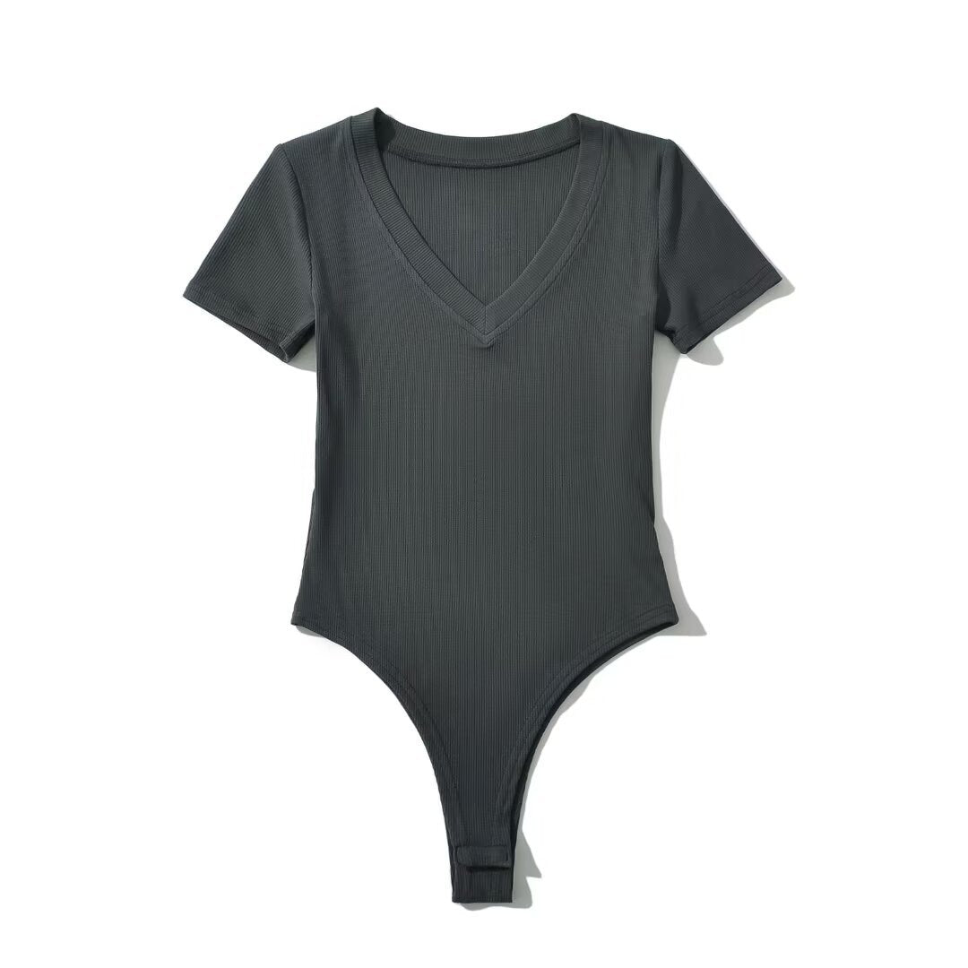 Women Tops Summer V-neck Short Sleeve Rompers V-neck Top
