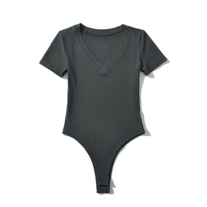 Women Tops Summer V-neck Short Sleeve Rompers V-neck Top