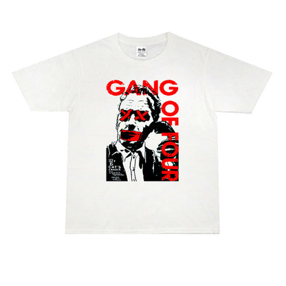 Rock Star T Shirt Gang of Four Band New Wave Washed Distressed Short Sleeve T-shirt Loose