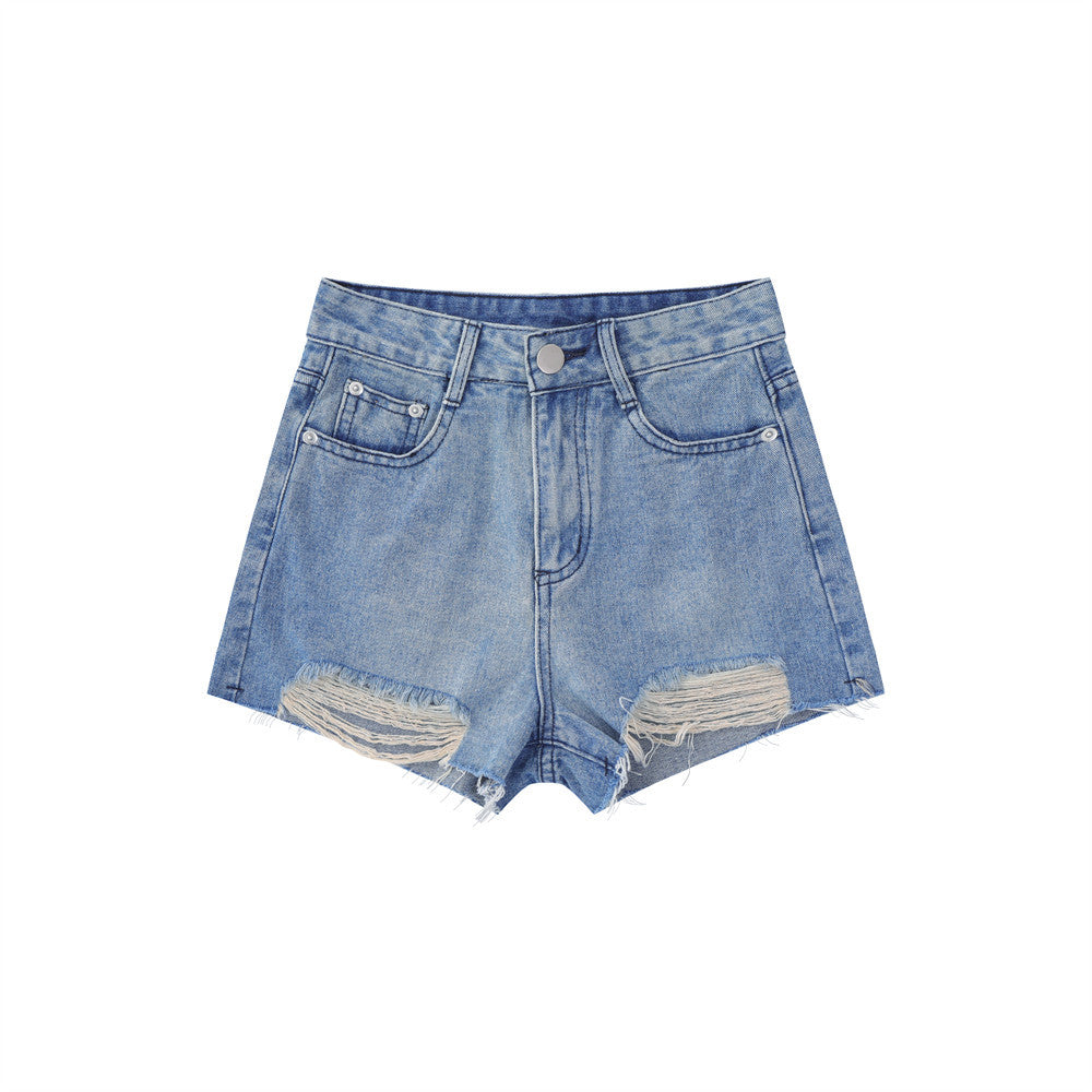 Women Shorts Ripped Burr Denim Shorts Summer