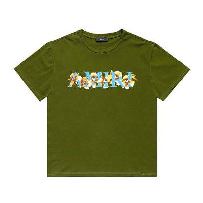 Amiri T Shirt Flower Print Casual Hip Hop Short Sleeve T-shirt