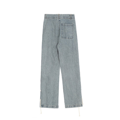 Men Jeans Ripped Drawstring Loose