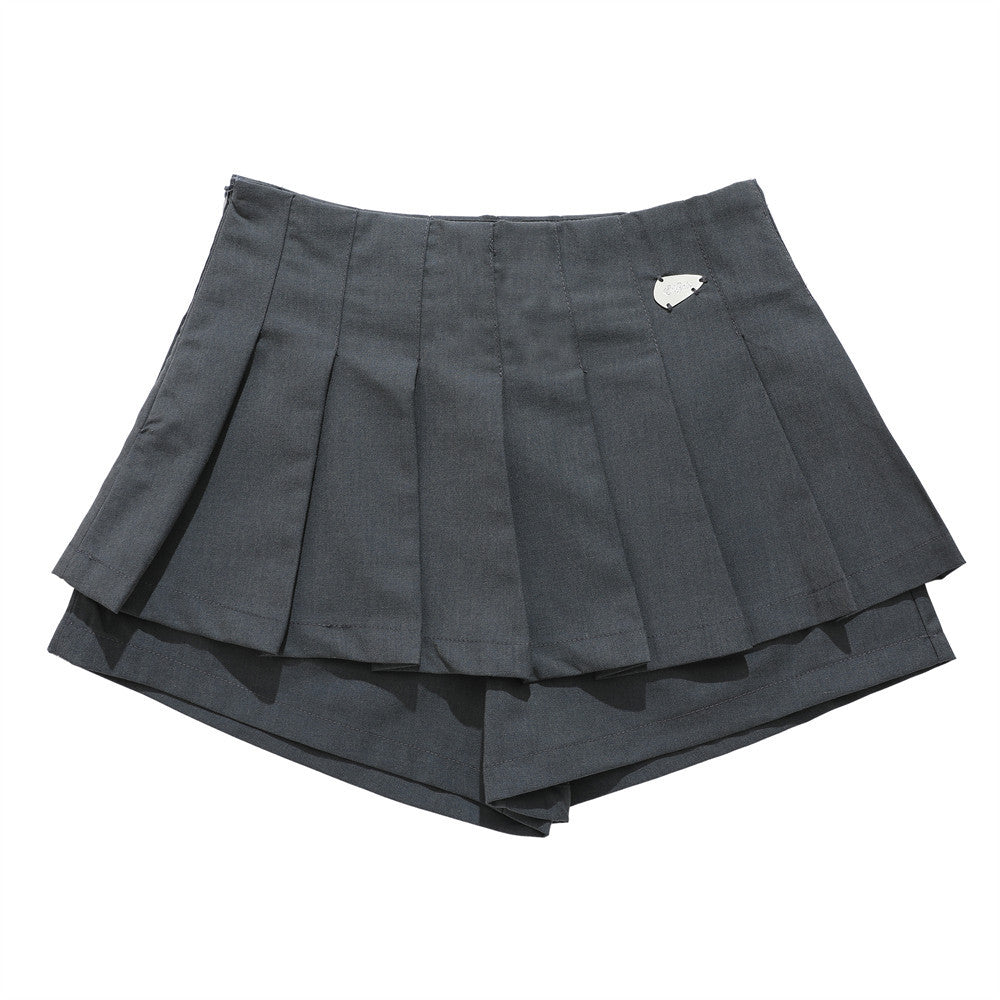 Women Shorts Plaid Pleated Pantskirt