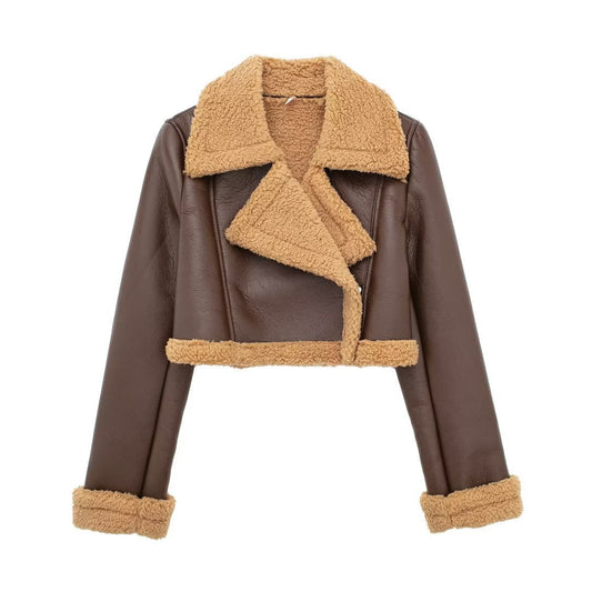 Women Cotton Coat French Casual Double-Sided Jacket