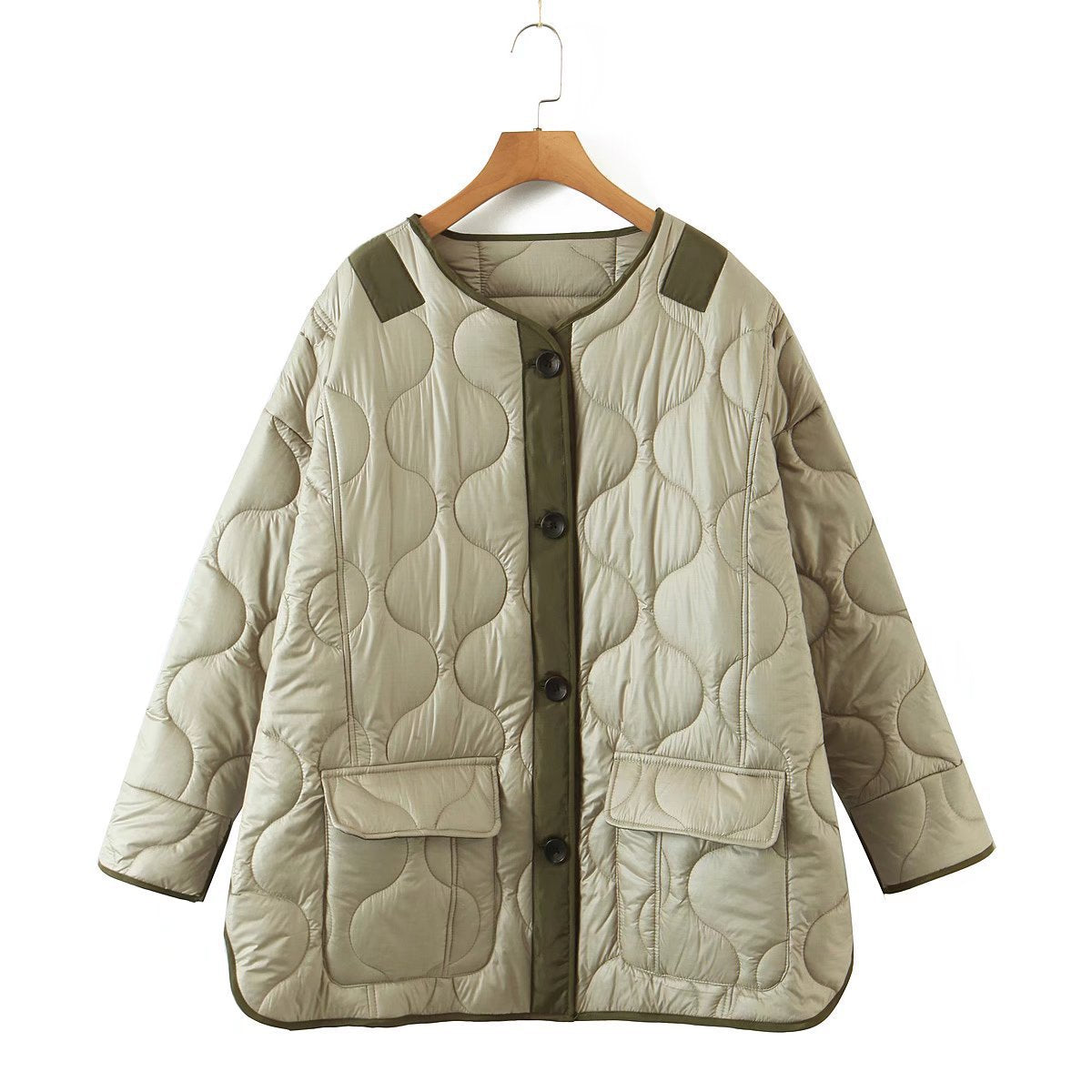Women Cotton Coat Loose Diamond Lattice Coat