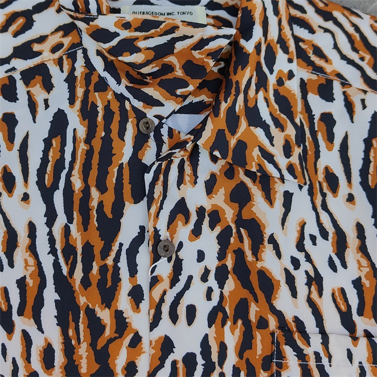 GUILTYPARTIES TIGER Shirts 22AW LEOPARD OPEN Long Sleeve Shirt
