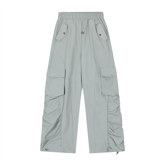 Men Sweatpants Pleated Loose Casual Trousers Men's Business Shirt Elastic Drawstring Jogger Pants