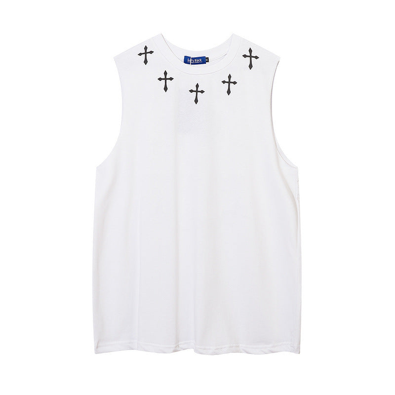 Men Vest Printed Sports Vest Loose Sleeveless T-shirt