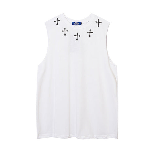 Men Vest Printed Sports Vest Loose Sleeveless T-shirt