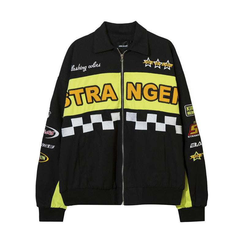 Women Jackets Retro Biker's Racing Suit Baseball Uniform