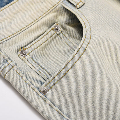 Men Jeans Old Straight Ripped
