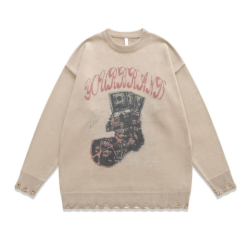 Women Sweater Vintage Knitted Top