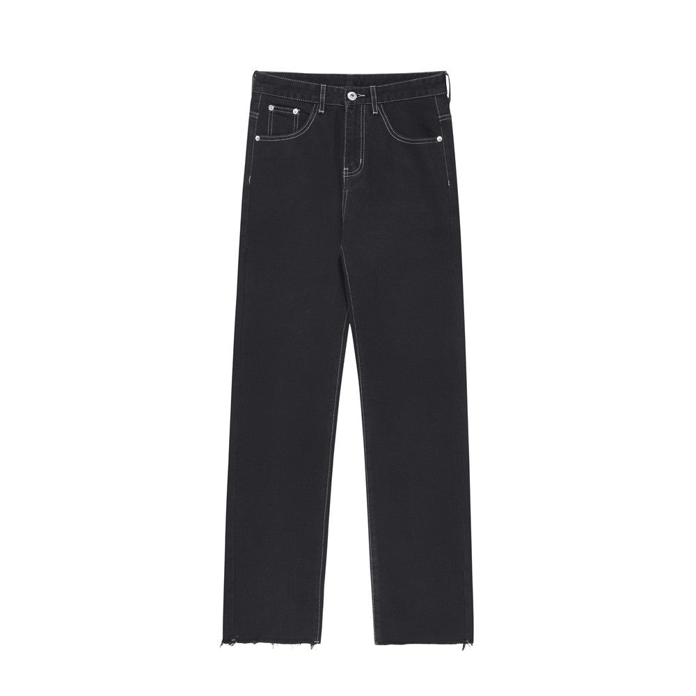 Men Jeans Hip Hop Print Baggy Pants Foot Burr