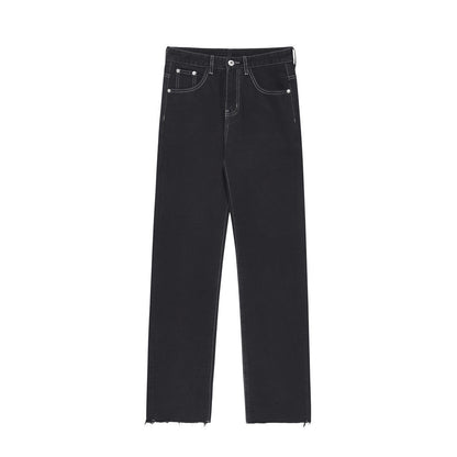 Men Jeans Hip Hop Print Baggy Pants Foot Burr