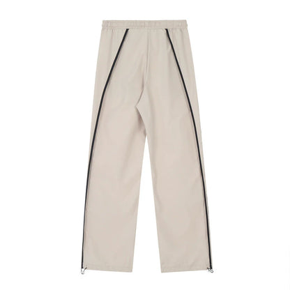 Men Sweatpants Pleated Stitching Exercise Casual Pants Loose Drawstring Ankle Banded Pants