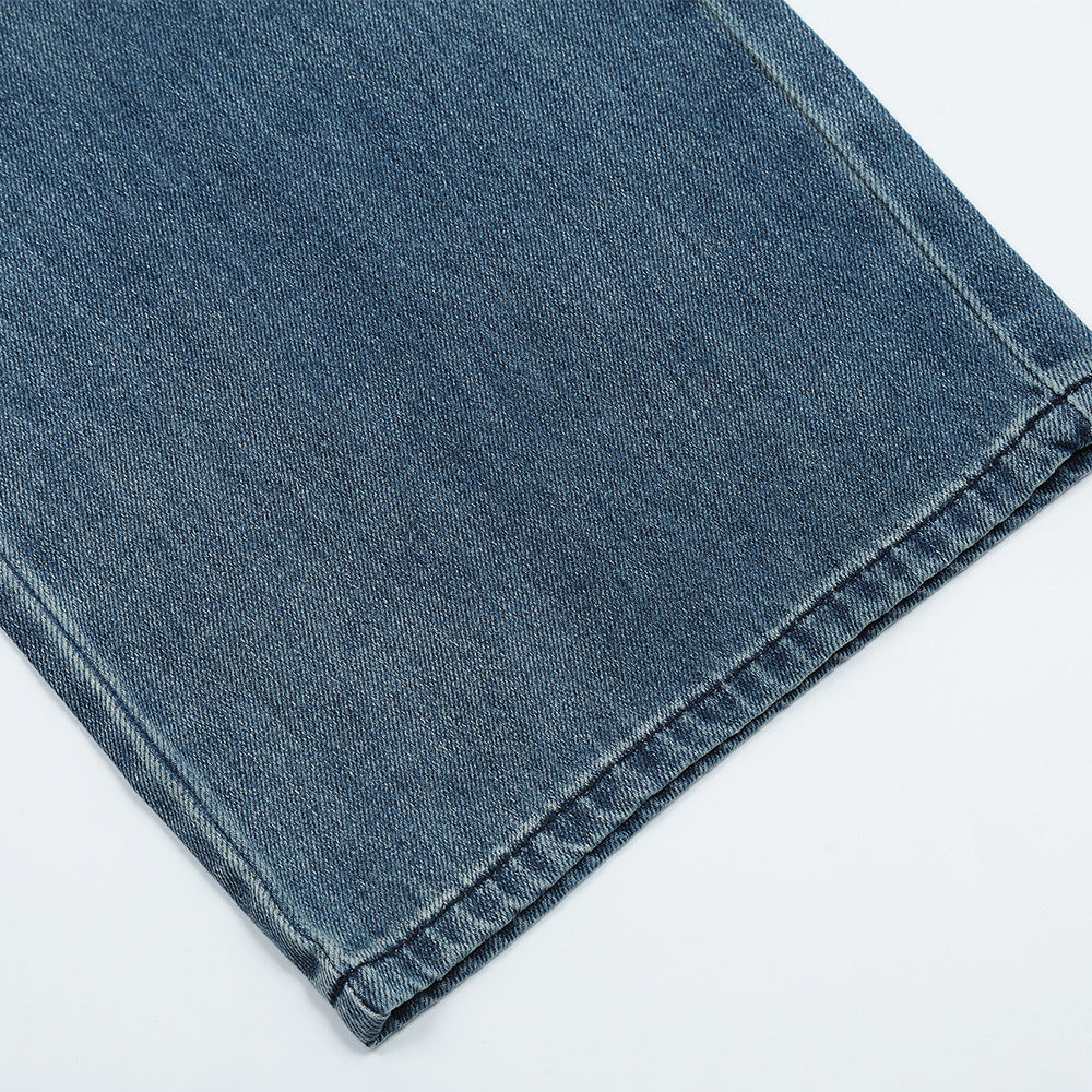 Men Jeans Simple Hip Hop Loose Casual Wide Leg