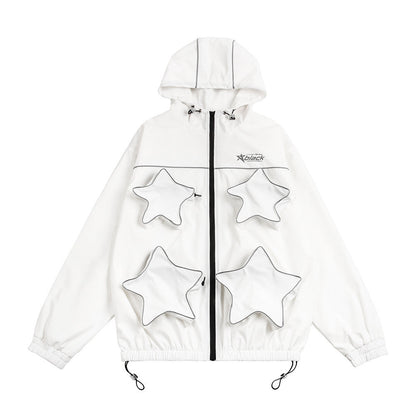 Men Jacket Coat Shell Jacket Jacket Men's Three-Dimensional Zipper Pocket Hooded