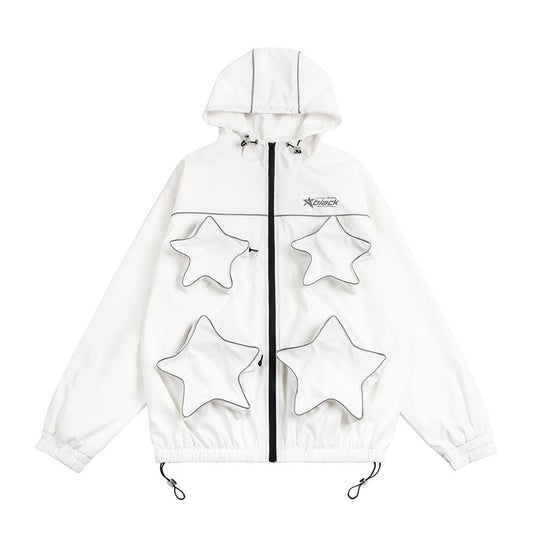 Men Jacket Coat Shell Jacket Jacket Men's Three-Dimensional Zipper Pocket Hooded
