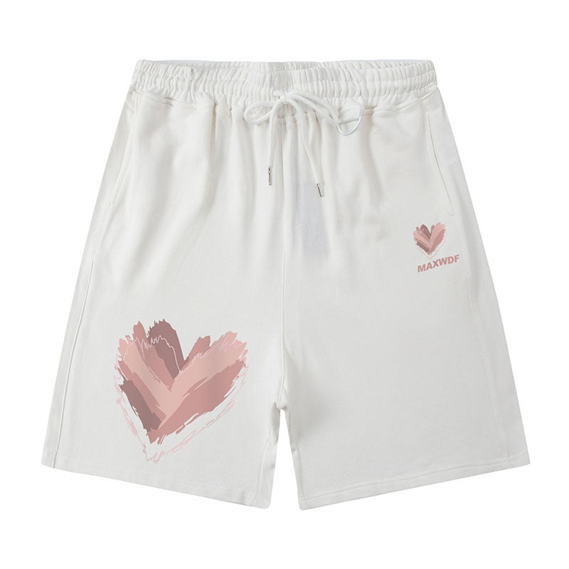 Men Shorts Hiphop Vintage Flame Print Sports Shorts
