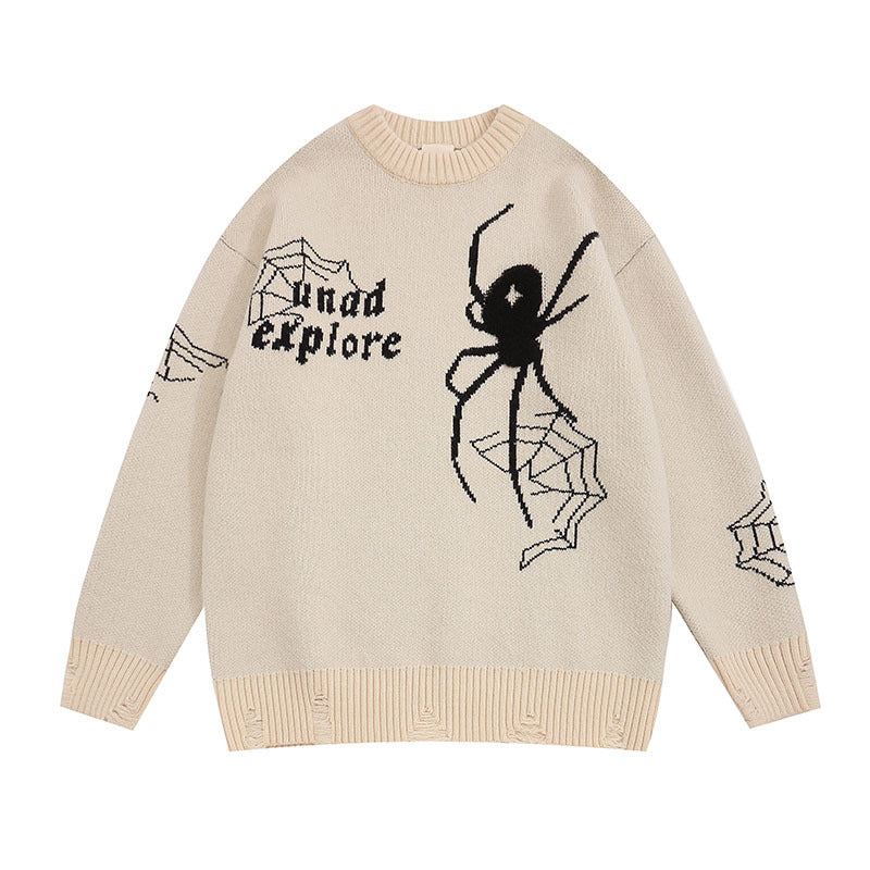 Women Sweater Spider Jacquard Knitted Sweater Versatile