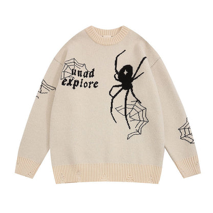 Women Sweater Spider Jacquard Knitted Sweater Versatile