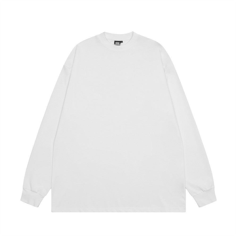Men Long Sleeve T-Shirt Heavy Solid Color Long Sleeve T-shirt Pure Cotton