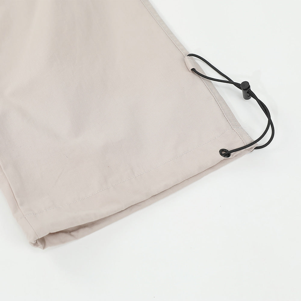 Men Sweatpants Multi-Pocket Slacks Summer Loose Pleating Straight Wide Leg Pants
