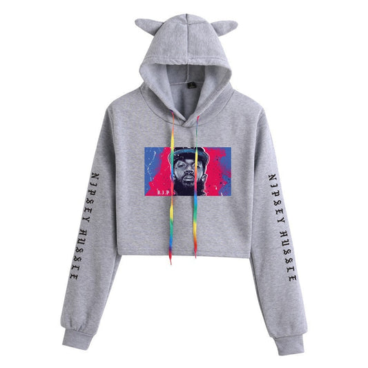 Nipsey Hussle Hoodie Rap Loose Cat Ears Sweater for Women