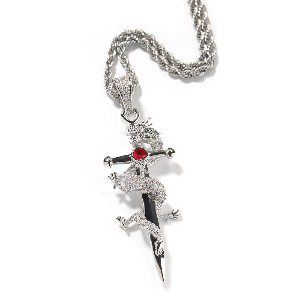 Jewelry Hip Hop Chinese Dragon Cross Miniature Zircon Pendant Royalty Crosses Jesus Pieces