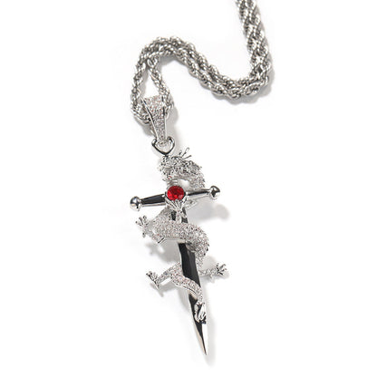 Jewelry Hip Hop Chinese Dragon Cross Miniature Zircon Pendant Royalty Crosses Jesus Pieces